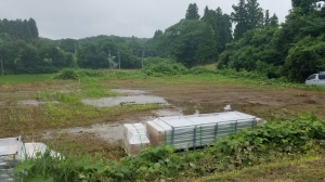 栗原市金成藤渡戸案件、架台設置開始