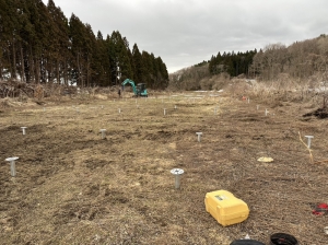 三沢市早稲田B区画、杭打ち開始